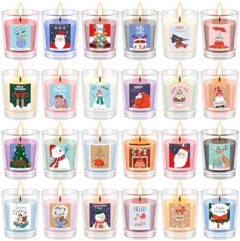 Candle Advent Calendar 2026, 24 Days of Christmas Countdown Candles, Festive Scented Soy Wax Gift Set, Holiday Aromatherapy Candles for Women, Christmas Decor
