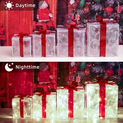 4 Pack Lighted Boxes Cool White Christmas Decorations