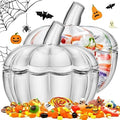 2 Pcs Glass Pumpkin Candy Jar with Lid Halloween Fall, 70 Oz,70 oz, Clear