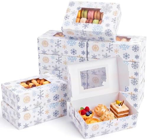 Tenceur 24 Pcs Christmas Cookie Box Window,8.7 x 5.8 x 2.8'',Frost