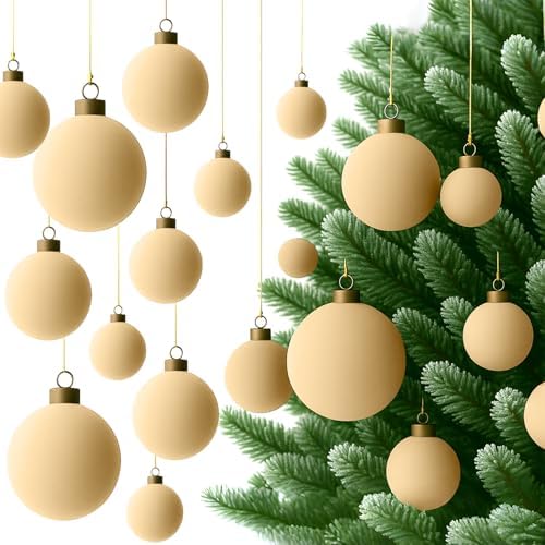Foilswirl 36 Pcs Champagne Velvet Christmas Balls, 2.36", 2.76", 3.15"