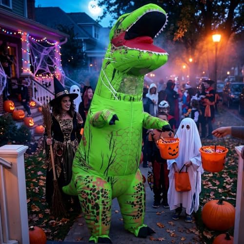 Inflatable Dinosaur Costume for Kids and Adults, Blow Up Party Suit