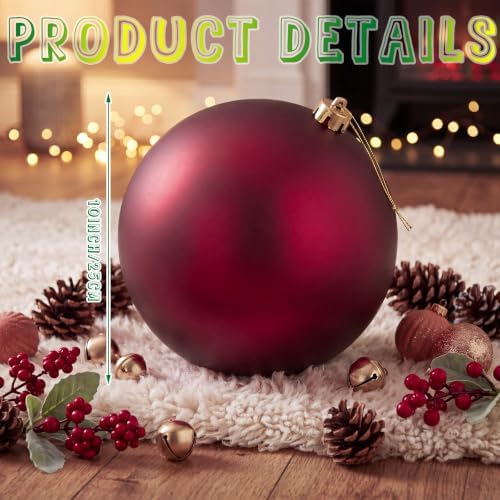 Threan 10 Inch Burgundy Matte Large Christmas Ball Ornament