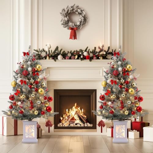 GarveeHome 3ft Christmas Trees-Xmas Tree with 78 Warm Lights & Red Berry