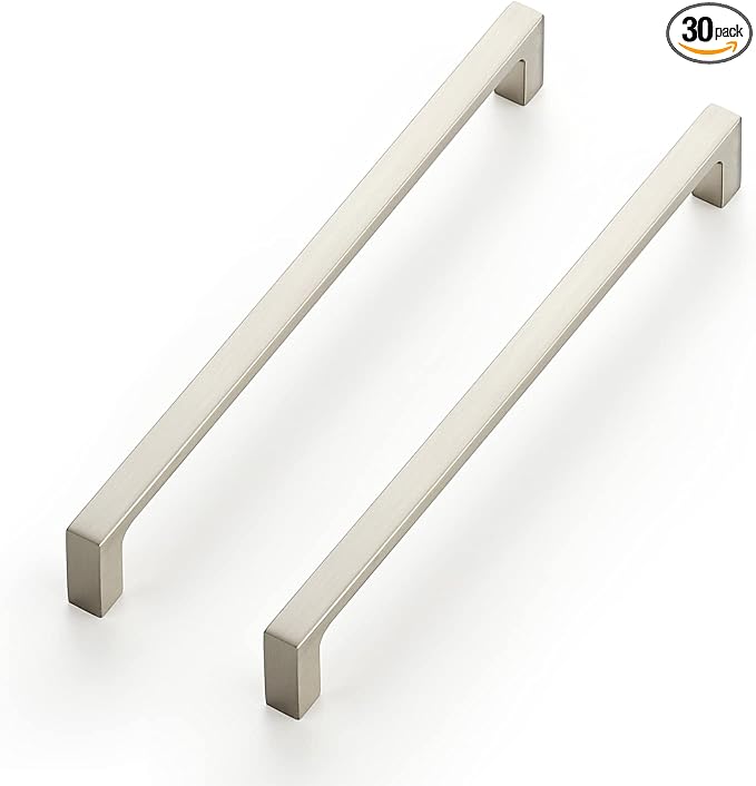 Ravinte 30 Pack Solid 7-1/2 Inch Square Cabinet Handles - Brushed Nickel Pulls for Drawers and Kitchen Cabinets - Hardware Handles