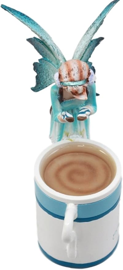 Ebros Gift Amy Brown Whimsical Teacup Creamy Hot Cocoa Fairy Figurine Fantasy Mythical Faery Magic Watercolor Collectible Decor Statue Gift Ideas for Women Teen Girls Fairy Garden DIY Art Centerpiece