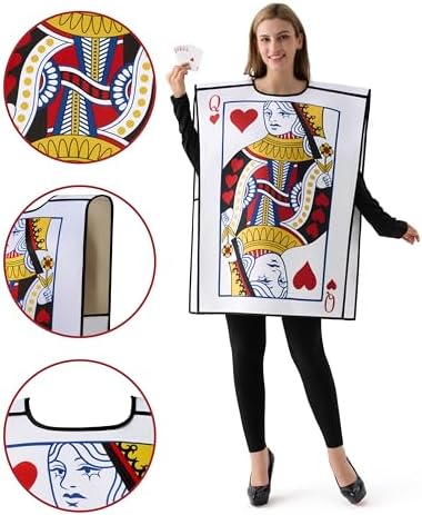 Spooktacular Creations 2 Pcs Adult Couple King & Queen Playing Card Costume for Halloween Costume Cosplay Party, Trick or Treating White