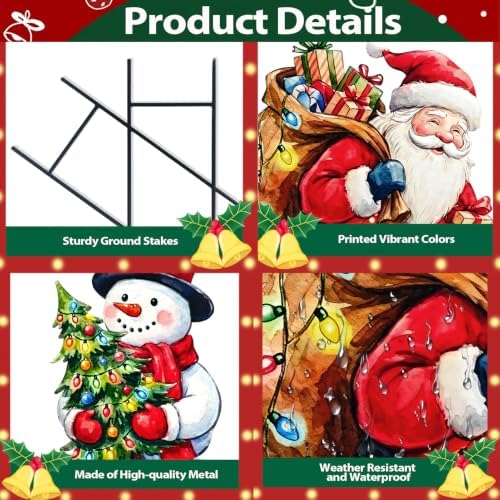 BRIGHTDECK 2 Pack Christmas Snowman Santa Yard Signs Outdoor Decorations