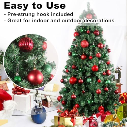 Red & Green 3.2" Large Christmas Balls - Christmas Tree Decoration Ornaments Shatterproof Hanging Balls for Birthday Halloween Holiday Wedding Decorations Set of 24pcs