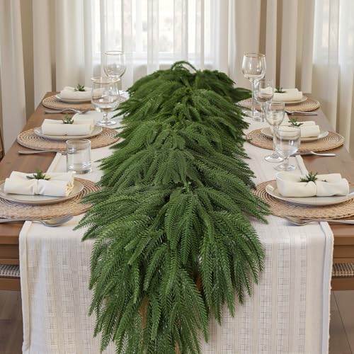 Alupssuc 9FT Christmas Garland, Artificial Real Touch Norfolk Pine Garland