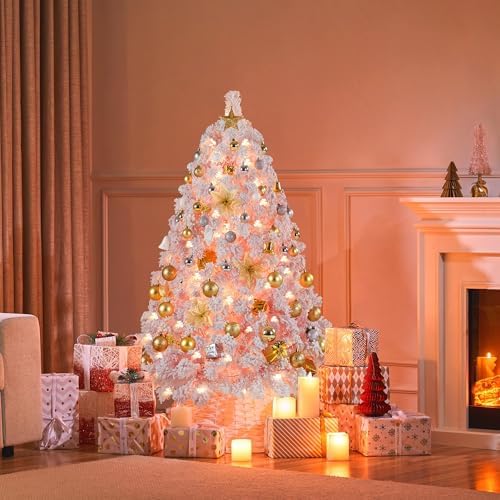 Yaheetech 4.5ft Pre-Lit Pink Artificial Christmas Tree with 100 Lights