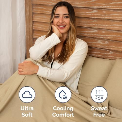 Short Queen Size 4 Piece Bed Sheet Set - RV Short Queen - Heathered Tan