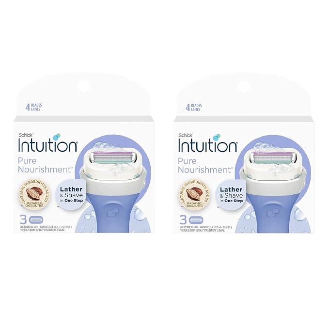 Intuition Pure Nourishment Renewing Advanced Moisture Women Razor Refill Cartridges, 6 count(3count x 2Pack)