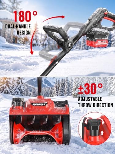EWORK 20V 12-Inch Cordless Snow Shovel with 4.0Ah Battery and Fast Charger