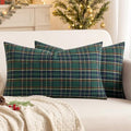 MIULEE Christmas Plaid Pillow Covers Scottish Tartan 12x20 Green