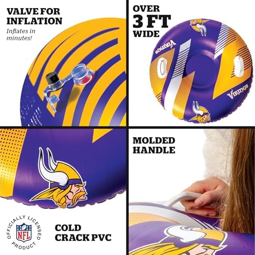 Big Mouth Inc NFL Snow Tube, Heavy Duty Inflatable Snow Sled for Winter Tubing, Ride-On Snow Tube with Handles for Kids and Adults, Outdoor Winter Fun and Football Fan Gifts