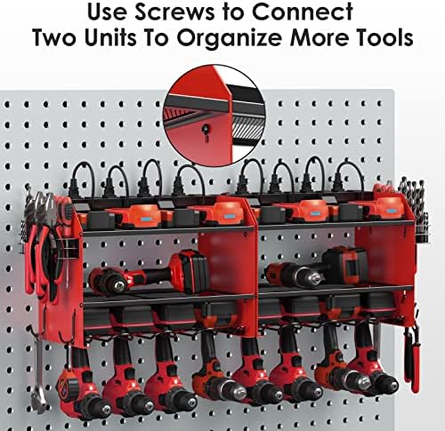 CCCEI Wall Mount Modular Tool Charging Organizer, Red, 1 Pack, 3 Tier.