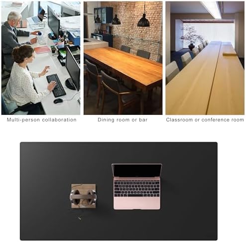 Cacoy 63" x 31.5" Extra Large Leather Desk Mat, Office Desk Pad Blotter, Oversized Mouse Pad for Home & Work, Waterproof Computer Desk Protector, Huge Gaming Desktop Mat for Keyboard & Mouse (Black)