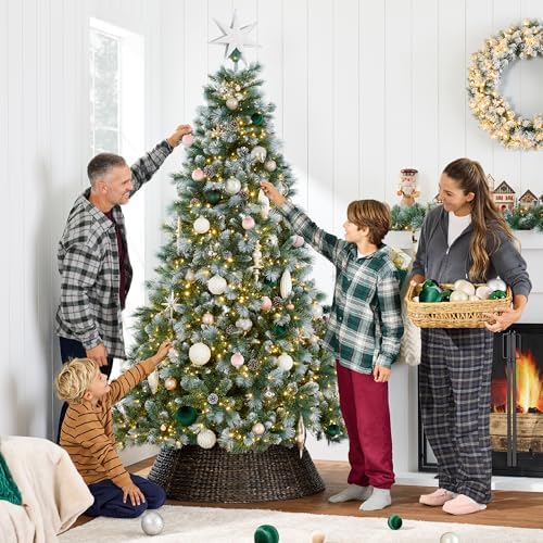 Best Choice Products 12ft Pre-Lit Scotch Pine Christmas Tree, Premium Frosted Pre-Decorated Artificial Holiday Decor w/ 3,630 Branch Tips, 2-in-1 White and Multicolor LED Lights, Cordless Setup