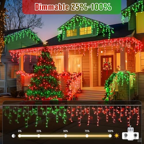 JMEXSUSS Color Changing Icicle Lights for Outside, 11 Modes 400 LED