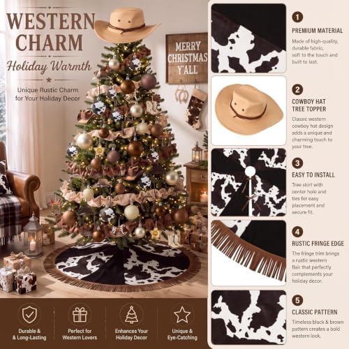Seenelling 80 Pcs Western Cowboy Christmas Tree Ornaments Set