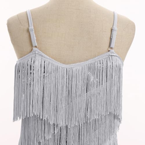 IDOPIP Kids Girls 1920s Flapper Dress Tassels Sequins Fringe Latin Dance Dress Gatsby Halloween Party Ballroom Dance Costumes