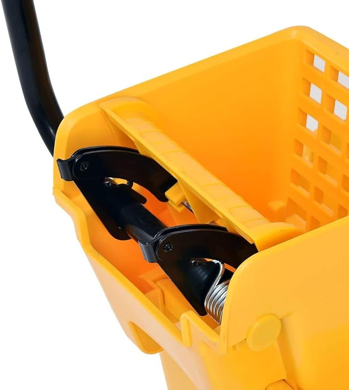 Nightcore Commercial Mop Bucket and Side Press Cleaning Wringer Portable Trolley On Wheels,All-in-one Tandem Floor Cleaning,Wavebrake. Ideal for Household,Commercial (34 Quart)