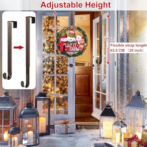 Wreath Hanger,Adjustable Length 14.9-25 Inch Wreath Hanger for Front Door