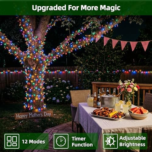 300 LED 75FT Christmas String Lights Indoor Outdoor, 12 Modes, Multicolor