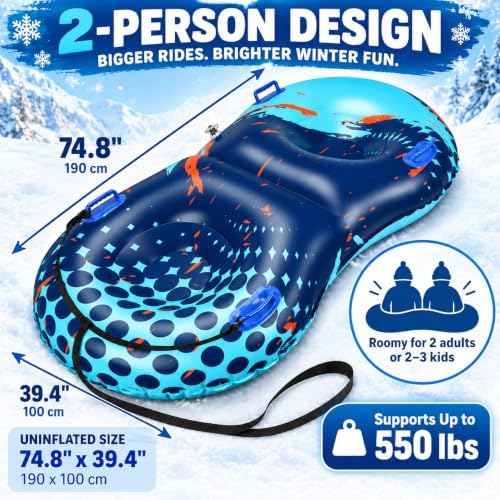 75 Inch Inflatable Snow Tube for 2 Persons