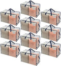 VENO 10 Pack Clear Extra Large Moving Bags & Storage Totes, Heavy Duty Organizer with Reinforced Handles & Strong Zippers for Clothes, College Dorm Essentials, Moving Supplies