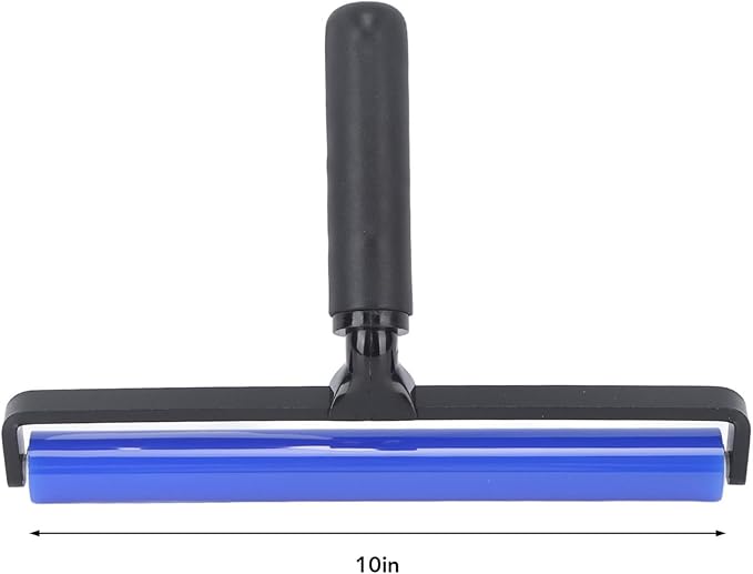 GOWENIC Static Dust Removal Roller, Sticky Blue Silicone Soft Cleaner Roller with Black Handle for Lint Pet Hair Lint Reusable Carpet Fabric (10 Inch)
