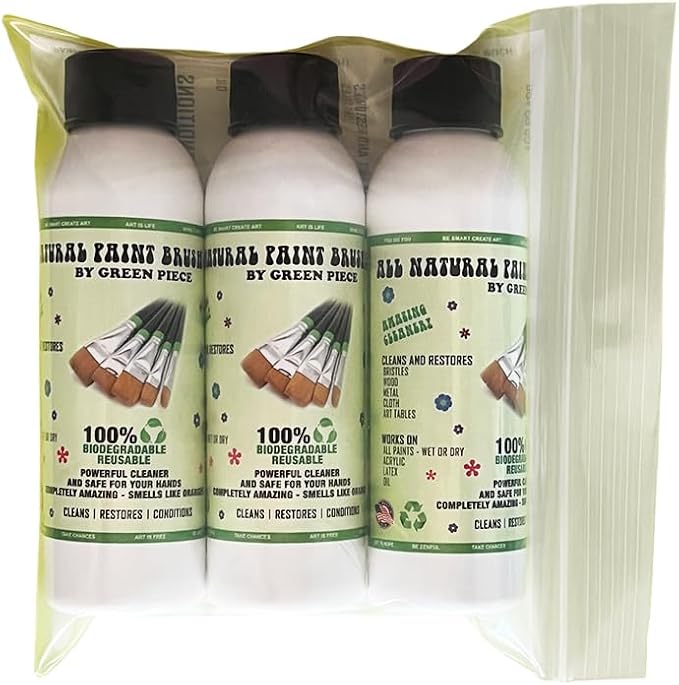Green Piece® Paint Brush Cleaner (Pack of 3 – 4 Oz Each, Travel Size) Made in USA