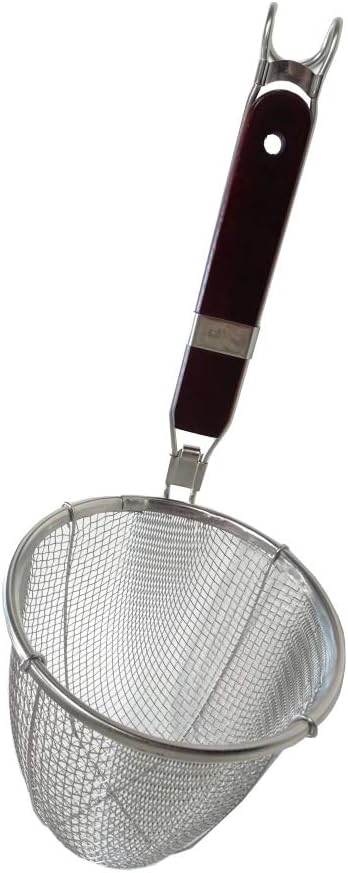 2-Pack Stainless Steel Noodle Strainer Basket with Wood Handle - G+ Life Kitchen Spider for Pasta, Ramen, Dumplings, and Deep-Fried Foods - 5.5 Inch Diameter