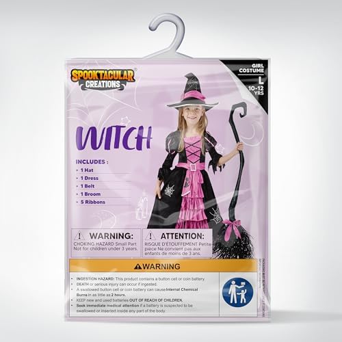 Spooktacular Creations Fairytale Witch Cute Witch Costume Deluxe Set with Broom for Girls