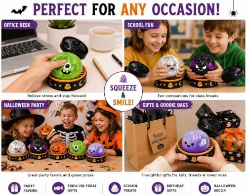 Halloween Pumpkin Squishy Stress Balls Toys Slow Rebound Cute Ghost Squeeze , Squeeze Ball Realistic Stick Soft Squeeze Toys, Upgrade Stress Relief Fidget Toys Wet Slow Rebound Stress Relief Toy