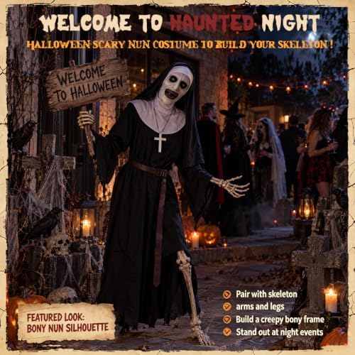 Men Halloween Costume Women Scary Nun Costume Couple Unisex Costume