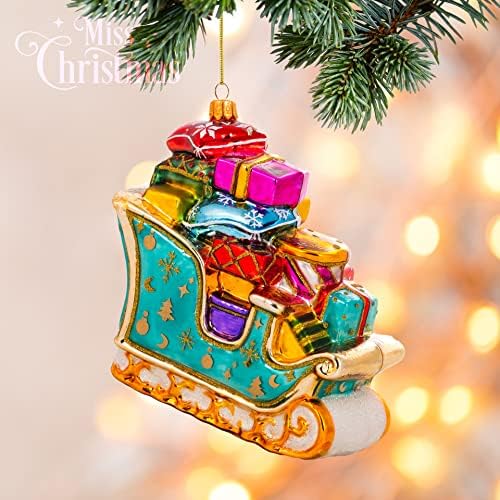Miss Christmas 2026 Collection Gifts Galore Blown Glass Christmas Tree Ornament (Festive Sleigh)