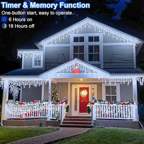 640 LED Icicle Lights for Outside, 66FT White Christmas Lights Outdoor