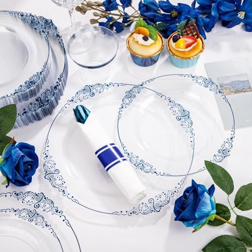 Hioasis 175 Pcs Clear Blue Plates for Graduation