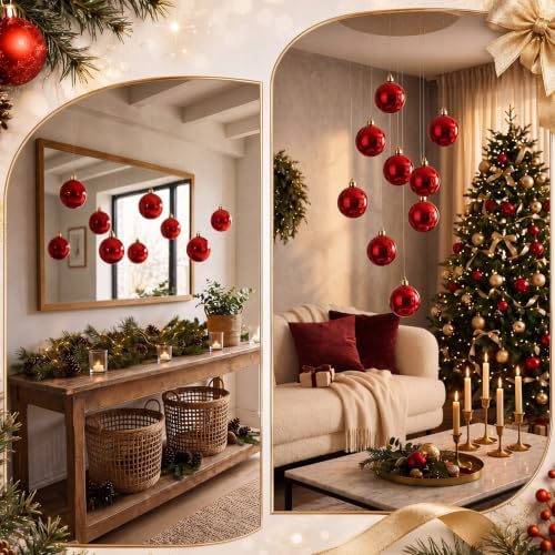 Threan 6 Inch Red Shiny Large Christmas Ball Ornament