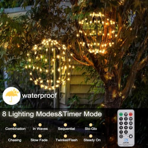 Christmas Decorations,LED Light Balls Outdoor,2 Pack,Warm White