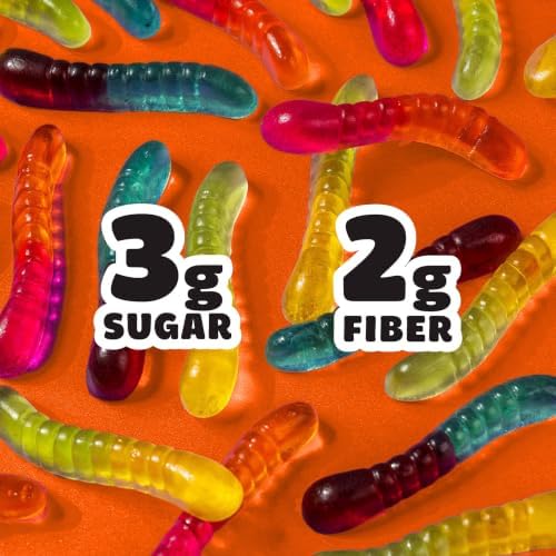 SmartSweets Sweet Halloween Gummy Worms Low Sugar Gummy Candy, Healthy Snacks for Kids and Adults, Treat, 50g bags, Pack of 14