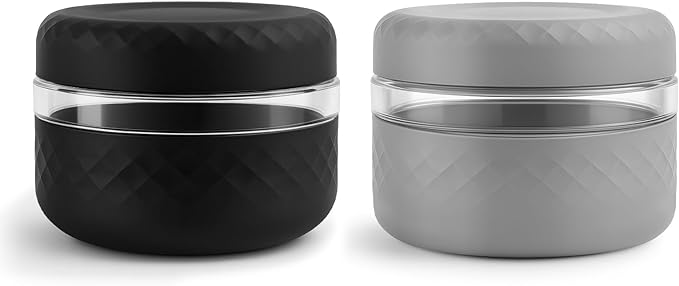 16 oz/2 Cup Glass Lunch Bowl Containers with Lids, 2 Pack, BPA-Free | Leak & Spill Proof, Microwave & Dishwasher Safe, Airtight Meal Prep & Food Storage Jar for Lunch, Soup, Oats, Stew, Yogurt