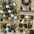 Lunmon 64 Pcs Christmas Ball Ornaments Emerald Green Champagne Gold White