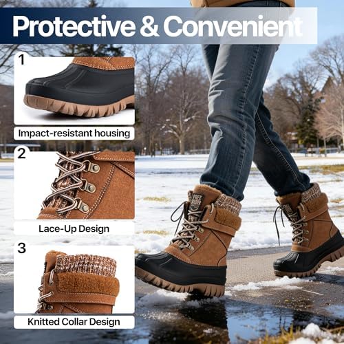 FREE SOLDIER Women's Waterproof Winter Cold Weather Snow Boots for Women Outdoor Fashion Duck Boots Comfortable Insulated