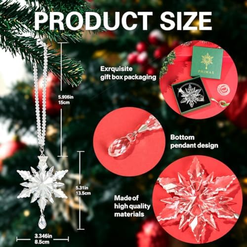 2026 Annual Christmas Ornaments Crystal Snowflake Star - Christmas Tree Ornaments Pendant Sun Catcher Home Hanging Decor (2026 Transparent White Pendant Style)