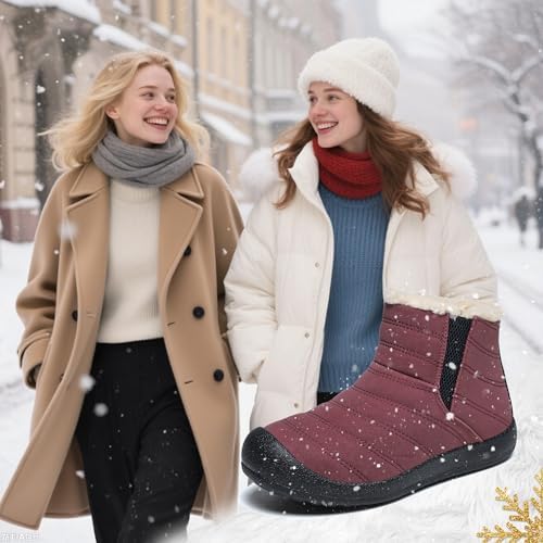 Women's Waterproof Winter Snow Boots Warm Insulation Outdoor Cold Weather Boot for Women Lightweight Fur Lined Non Slip