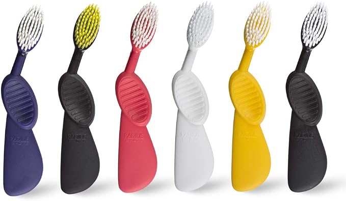 RADIUS Toothbrush Flex Brush Right Hand Black/Yellow 1 Unit | Designed to Improve Gum Health and Reduce The Risk of Gum Disease (Pack of 2)