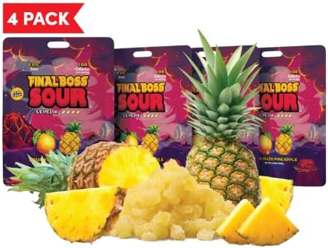 Final Boss Sour, Sour Fruit Chews (4 Pack, Yuzu Pineapple)